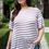 Thumbnail: Plus Stripe Bell Short Sleeve Top
