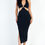 Thumbnail: Cut-out Halter Neck Double Back Tie Split Thigh Midi Dress