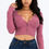 Thumbnail: Ribbed Long Sleeve Snap Button Down Crop Top