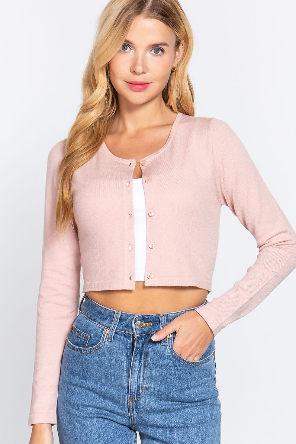 Thumbnail: Long Slv Round Neck Viscose Sweater