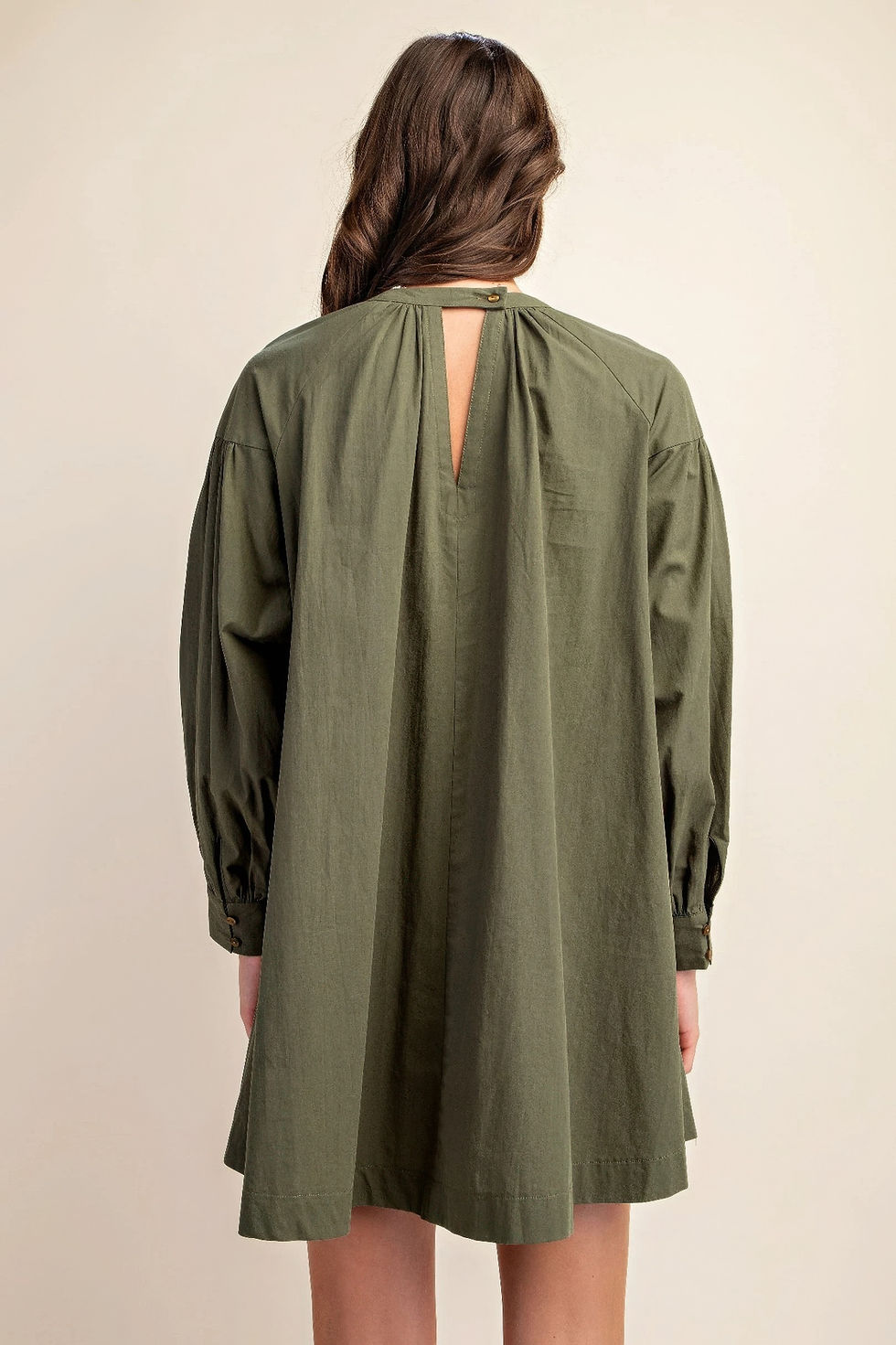 Thumbnail: Long sleeve mini dress with lace detail