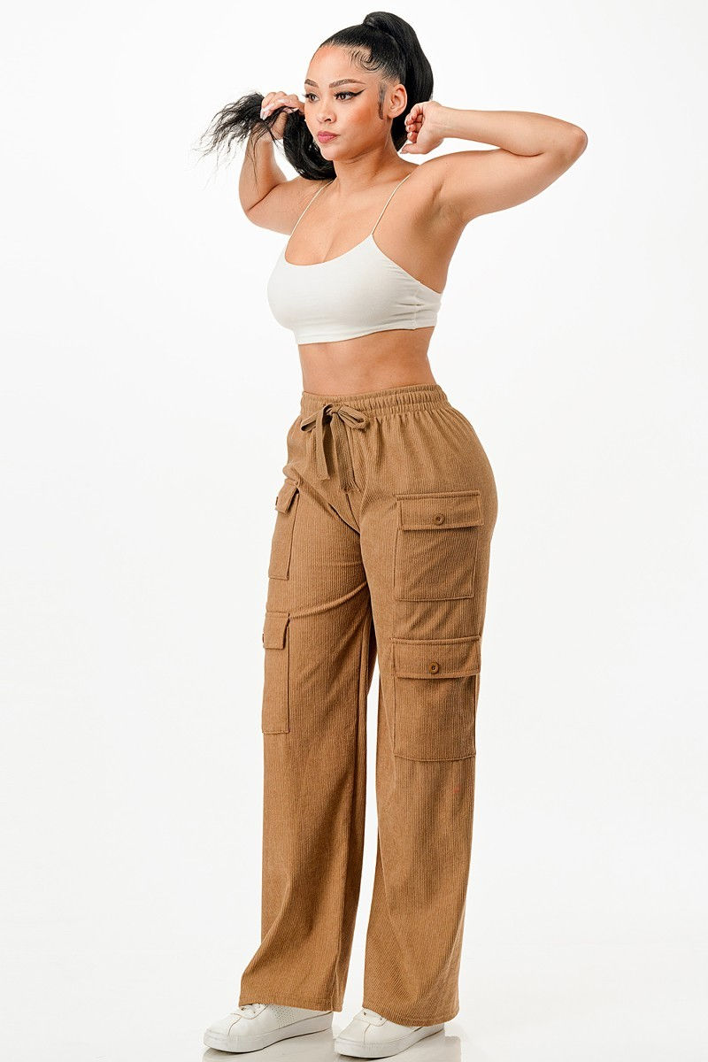 Thumbnail: Solid Corduroy Cargo Pants