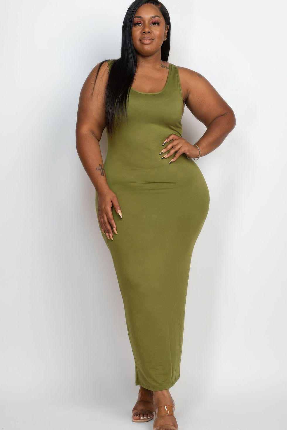 Thumbnail: Plus Size Solid Basic Maxi Dress