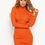 Thumbnail: Orange - Knit Mock Neck Round Dress