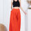 Thumbnail: Large Hem Wide Leg Pleated Solid Pants