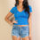 Thumbnail: Ribbed V-neck Short Sleeve Top