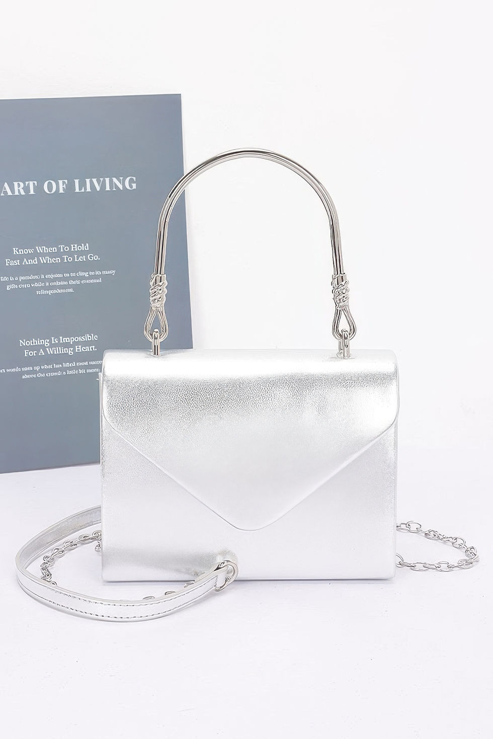 Thumbnail: Metallic Metal Handle Crossbody Bag