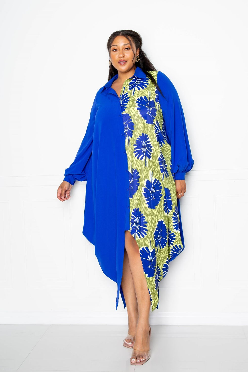 Thumbnail: Print Drapy Shirt Maxi Dress