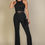 Thumbnail: Ribbed Cropped Top And Bootcut Pants Sets