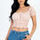 Thumbnail: Casual Ruched Puff Sleeve Ribbed Knit Solid Top