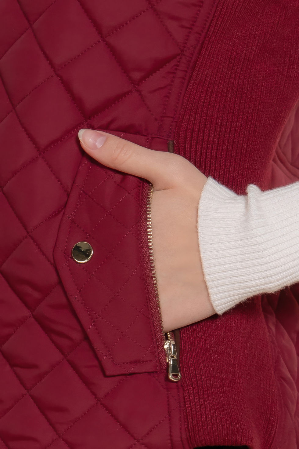 Thumbnail: Suede Piping Quilted Padding Vest