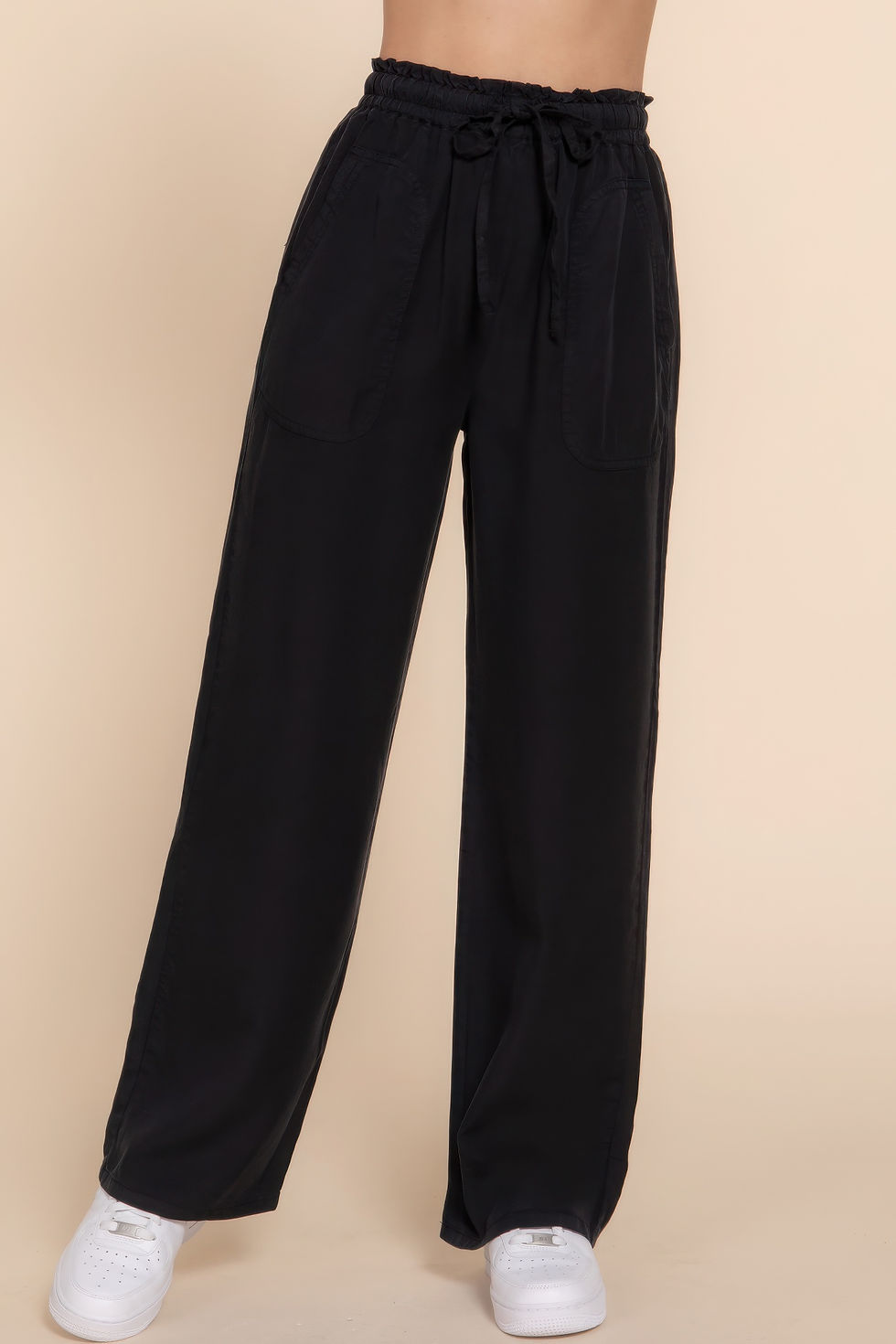 Thumbnail: Elastic Waist Tencel Long Pants