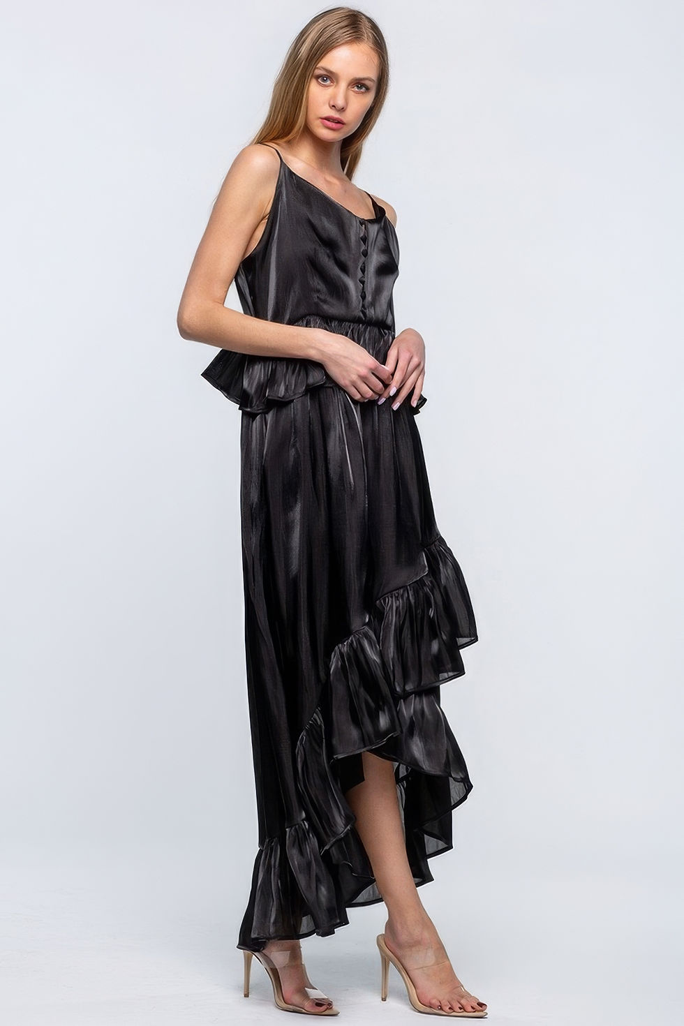 Thumbnail: Shimmering Dress With Ruffles