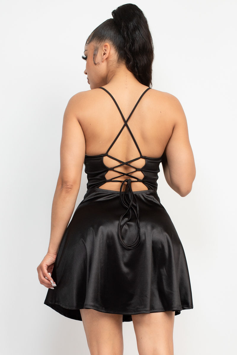 Thumbnail: Crisscross A-line Cinched Skater Dress
