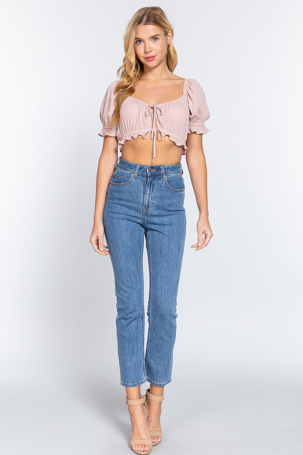 Thumbnail: Short Slv Print Crop Woven Top          