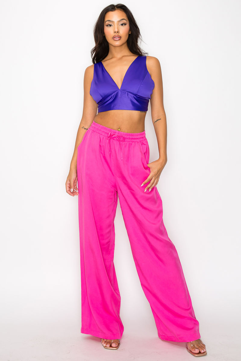 Thumbnail: Smock V-neck Satin Bra Top