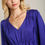 Thumbnail: Satin V-neck Ruffle Baby Doll Top With Cuffed Long Sleeve