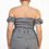 Thumbnail: Off-shoulder Smock Gingham Top & Mini Short Sets