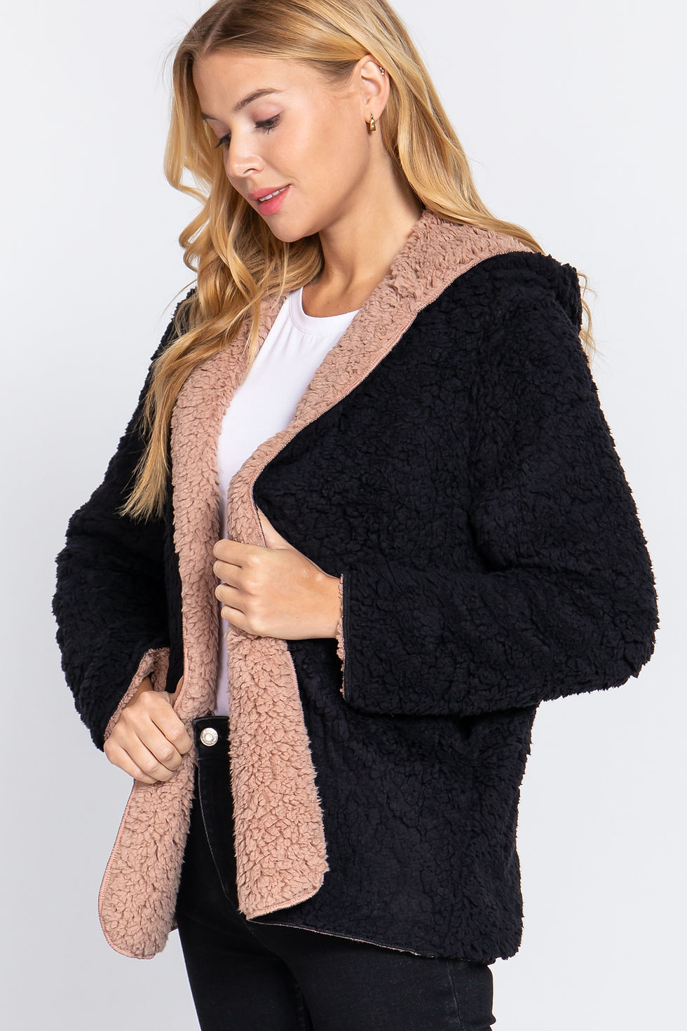 Thumbnail: Hoodie Faux Fur Reversible Jacket        