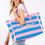 Thumbnail: Sewn Rope Summer Letter Fringe Striped Tote Bag