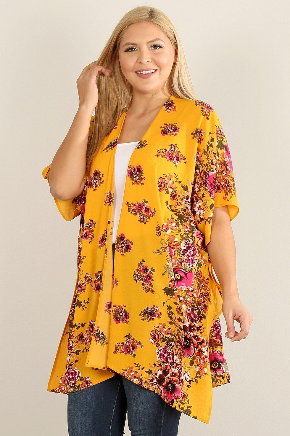 Thumbnail: Plus Size Floral Print Kimono