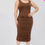 Thumbnail: Plus Size Square Neck Ruched Bodycon Midi Dress