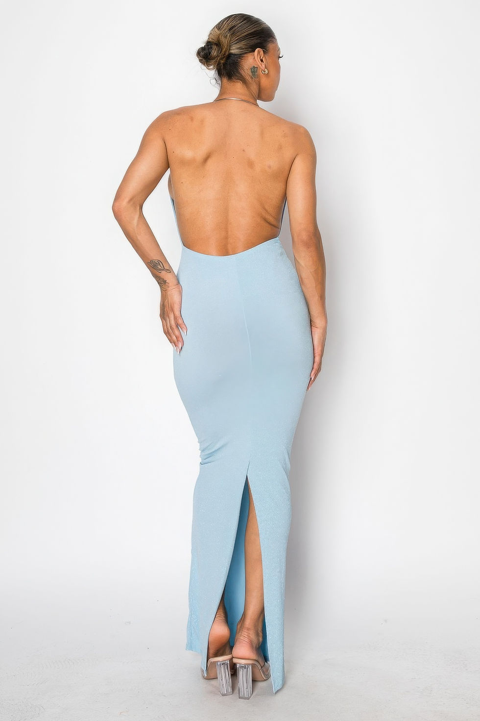 Thumbnail: Halter Necklace Trim Long Dress