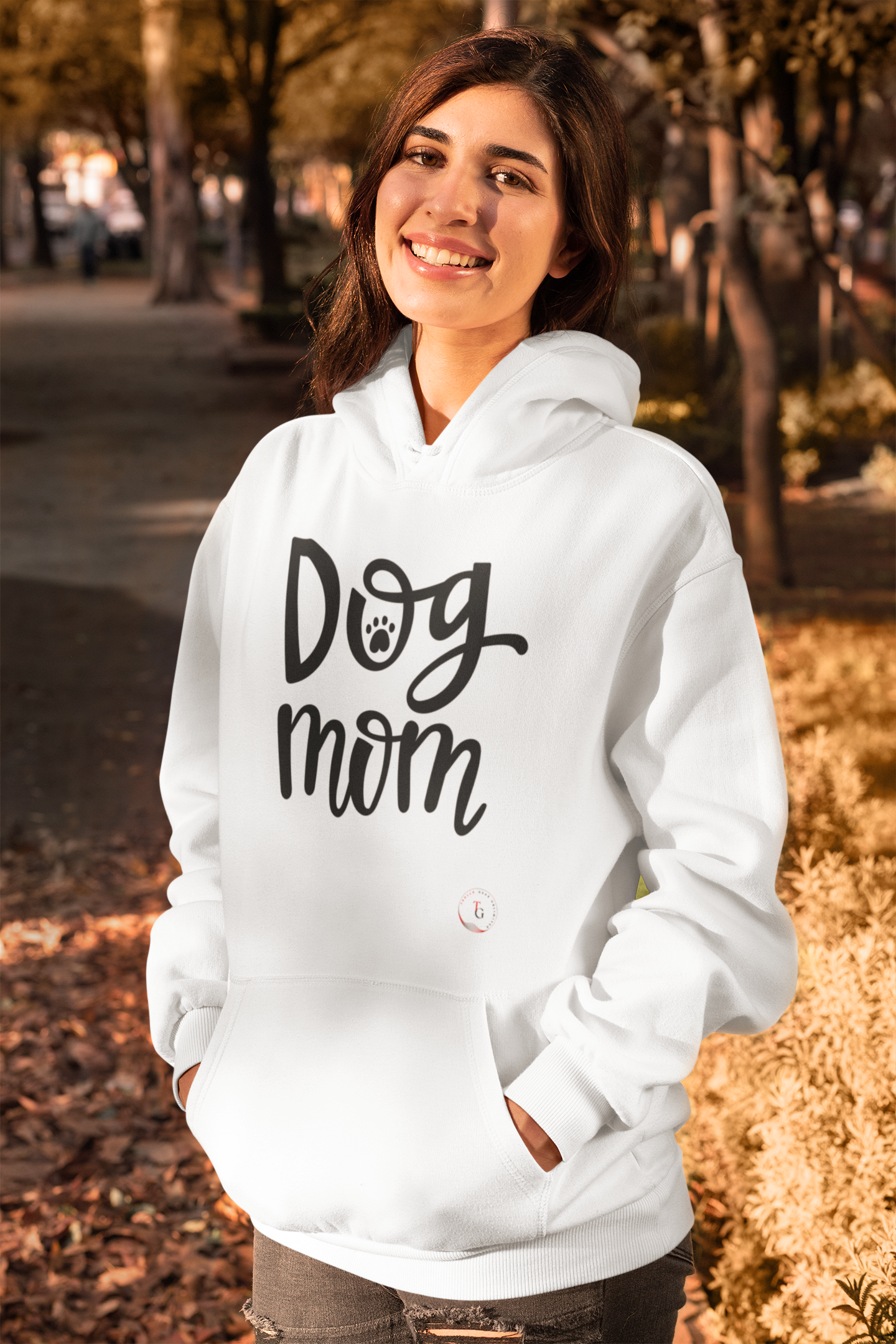 Dog Mom White - Hooded Sweatshirt