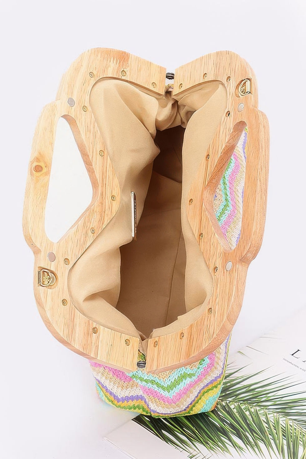 Thumbnail: Faux Straw Wood Frame Clutch