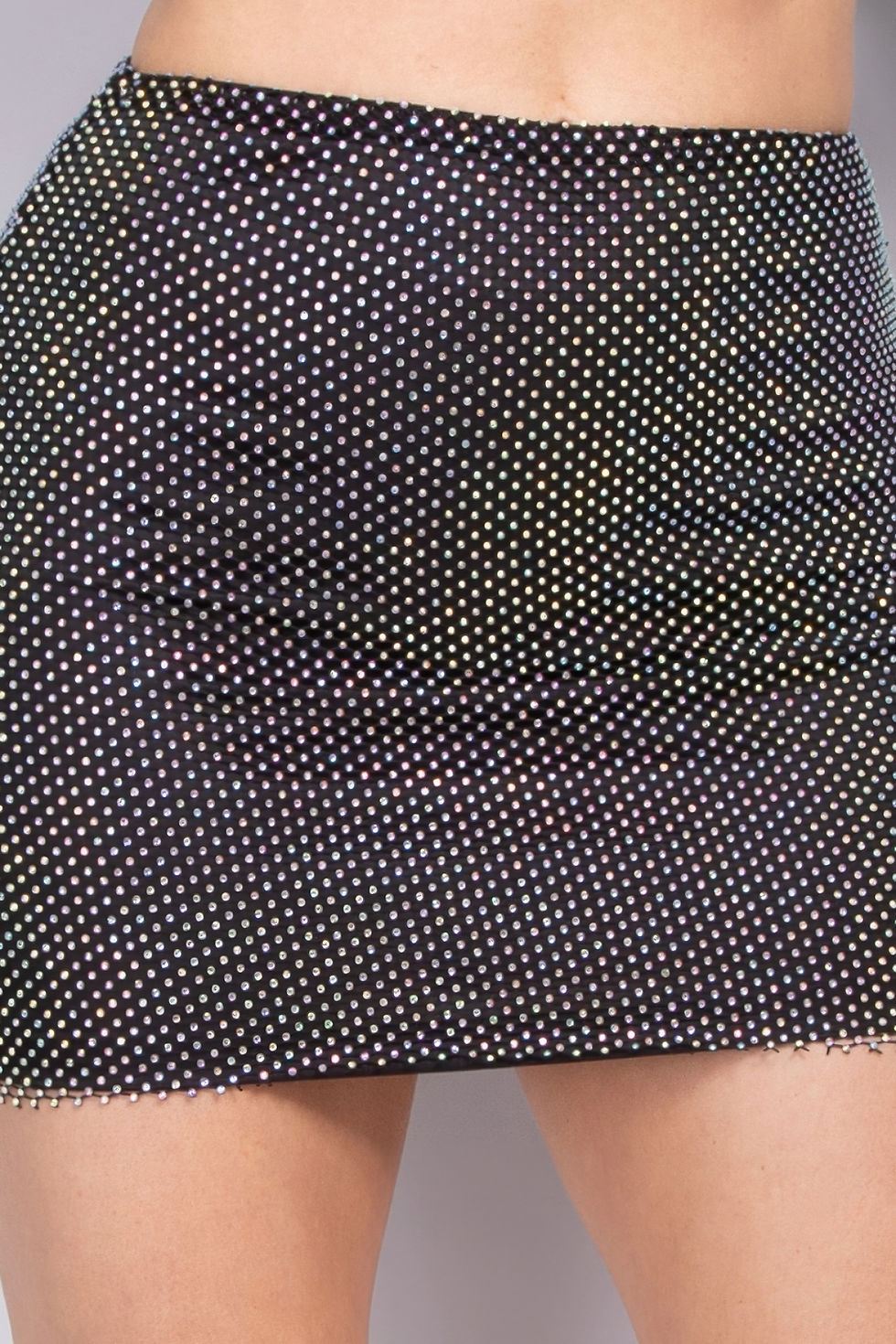 Thumbnail: Mid-rise Rhinestone Fishnet Mini Skirt