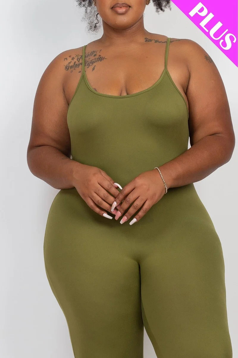 Thumbnail: Plus Size Solid Bodycon Cami Jumpsuit