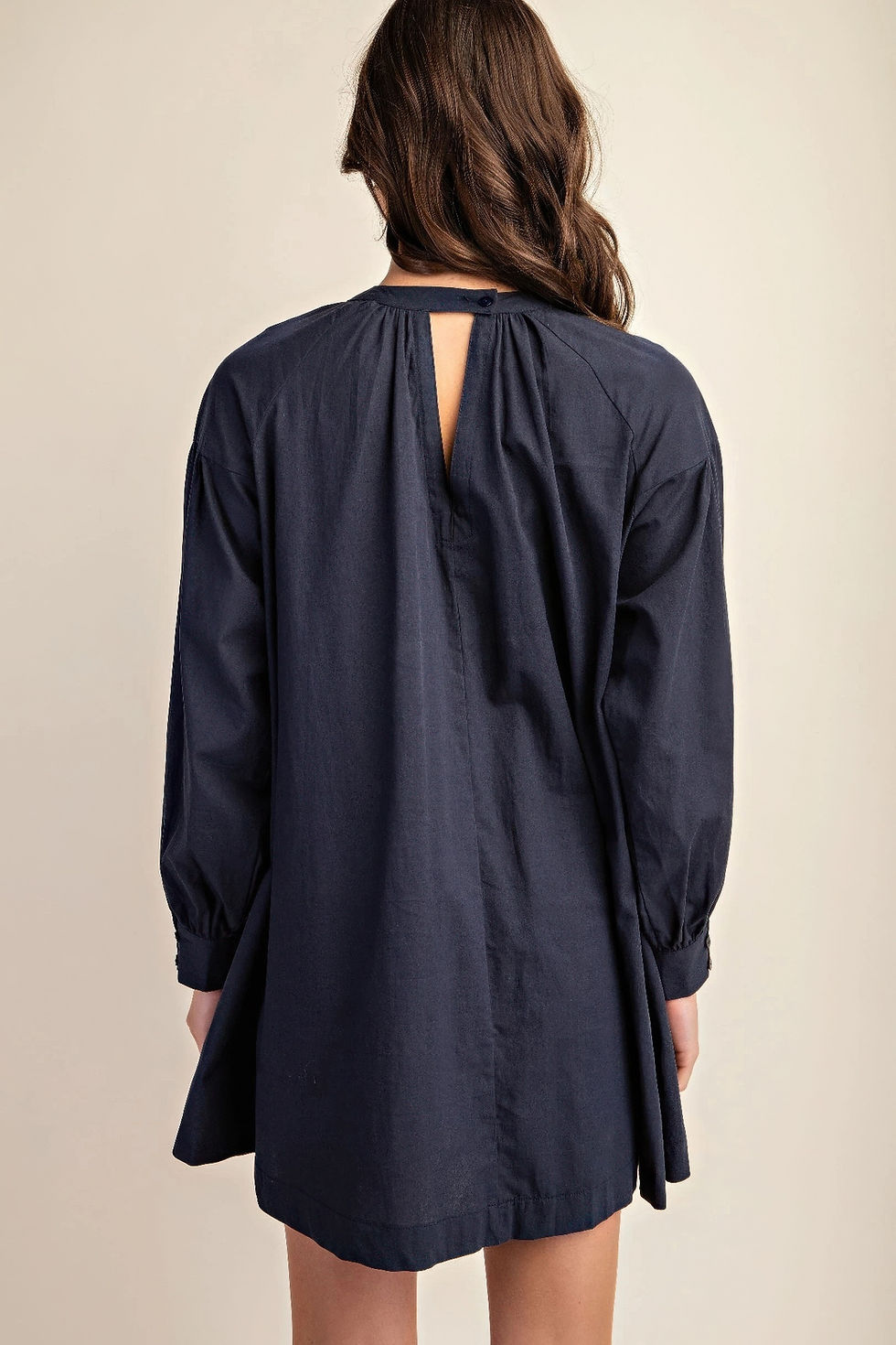 Thumbnail: Long sleeve mini dress with lace detail