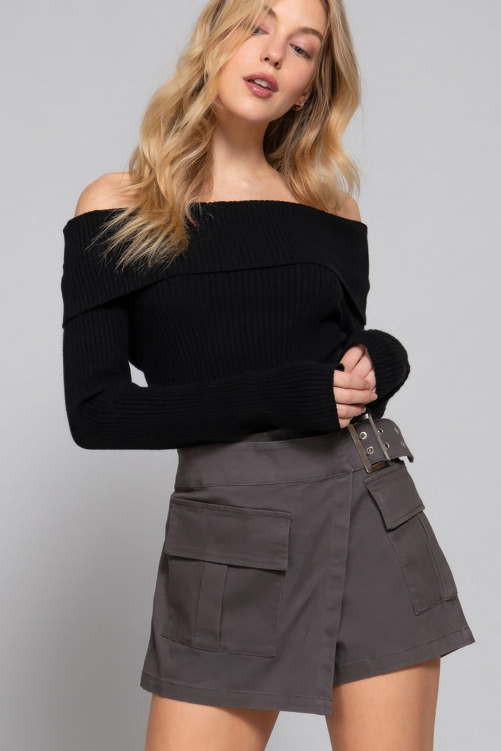 Thumbnail: Waist Belted Cargo Skort     
