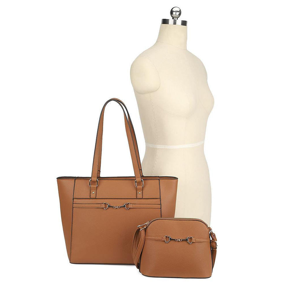 Thumbnail: 2in1 Smooth Matching Shoulder Tote Bag With Crossbody Set