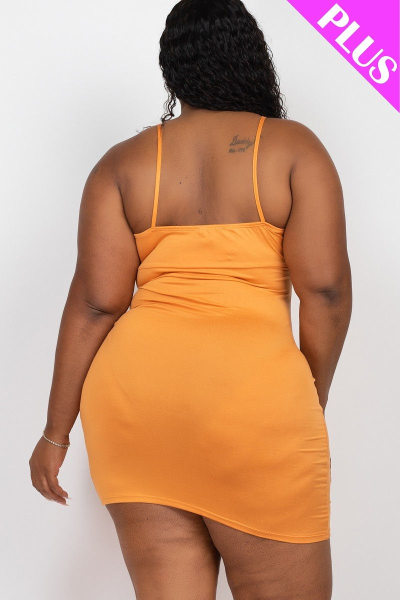 Thumbnail: Plus Adjustable Ruched Detail Curvy Mini Dress