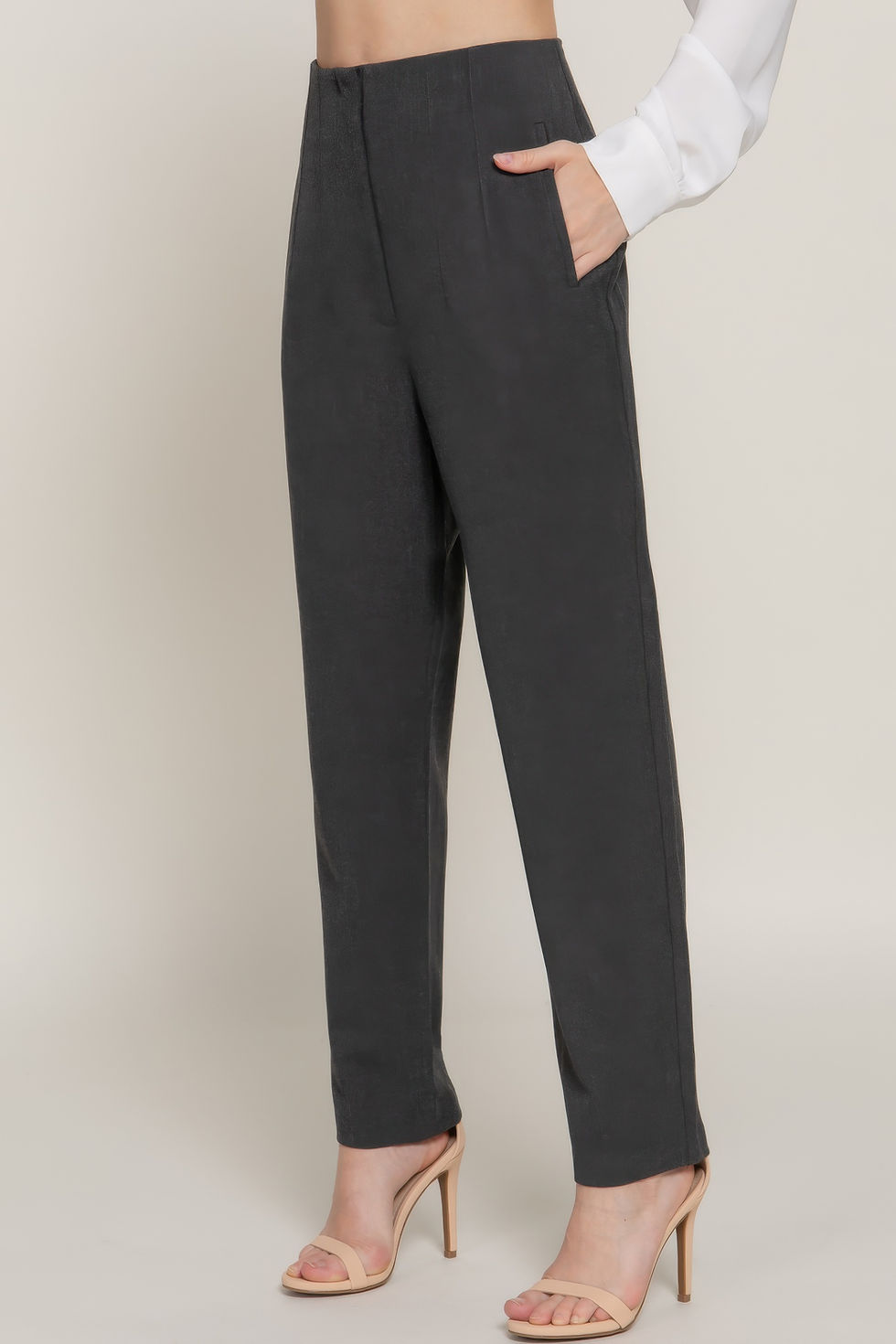 Thumbnail: High Waist Pintuck Detail Long Pants     