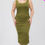 Thumbnail: Plus Size Square Neck Ruched Bodycon Midi Dress