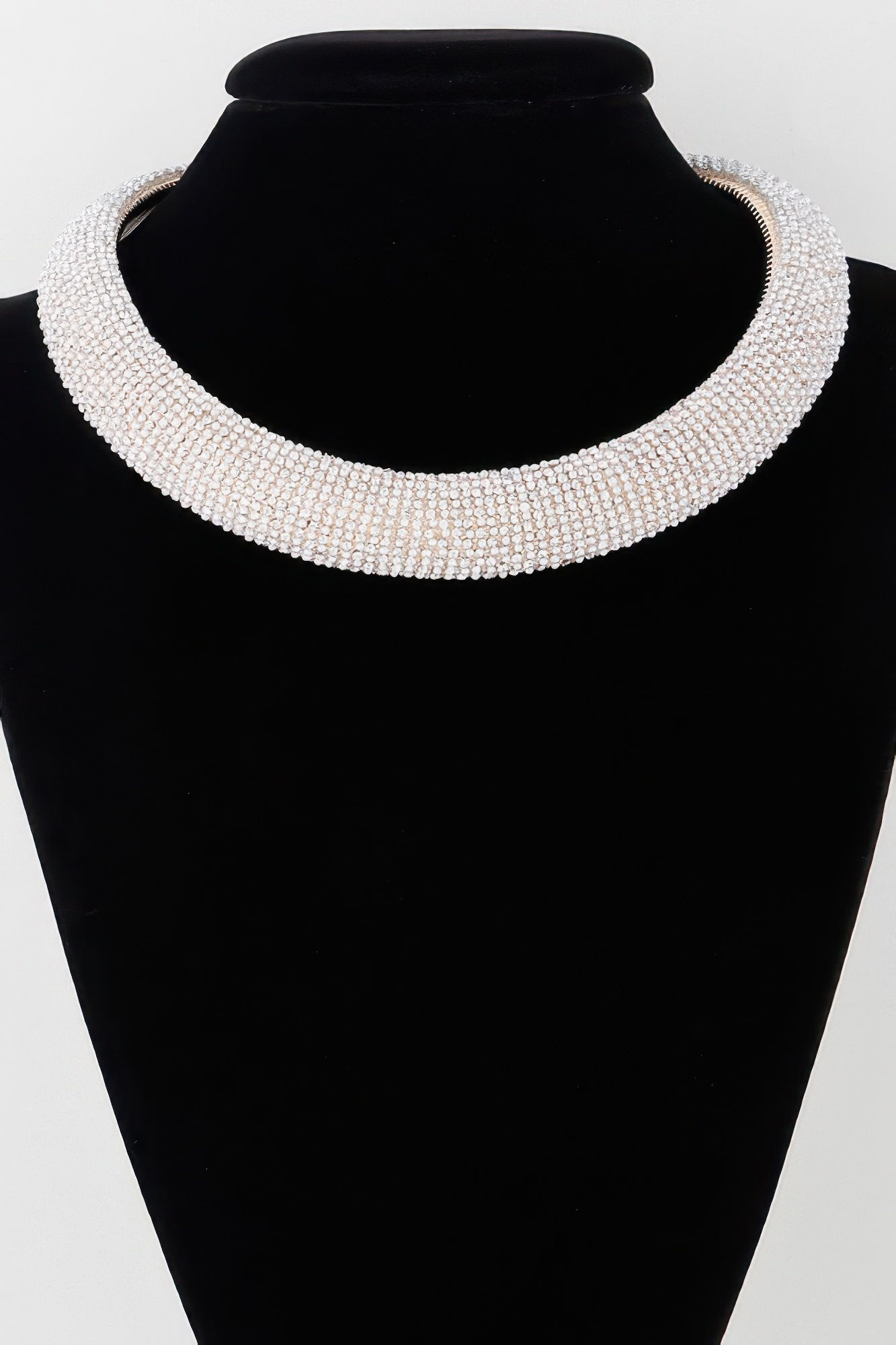 Wide Bejeweled Statement Necklace
