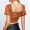 Thumbnail: Short Slv Shirring Satin Crop Top             