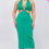 Thumbnail: Plus Size Cut-out Halter Neck Double Back Tie Split Thigh Midi Dress