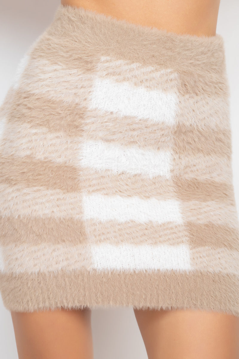 Thumbnail: Plaid High-rise Fuzzy Mini Skirt