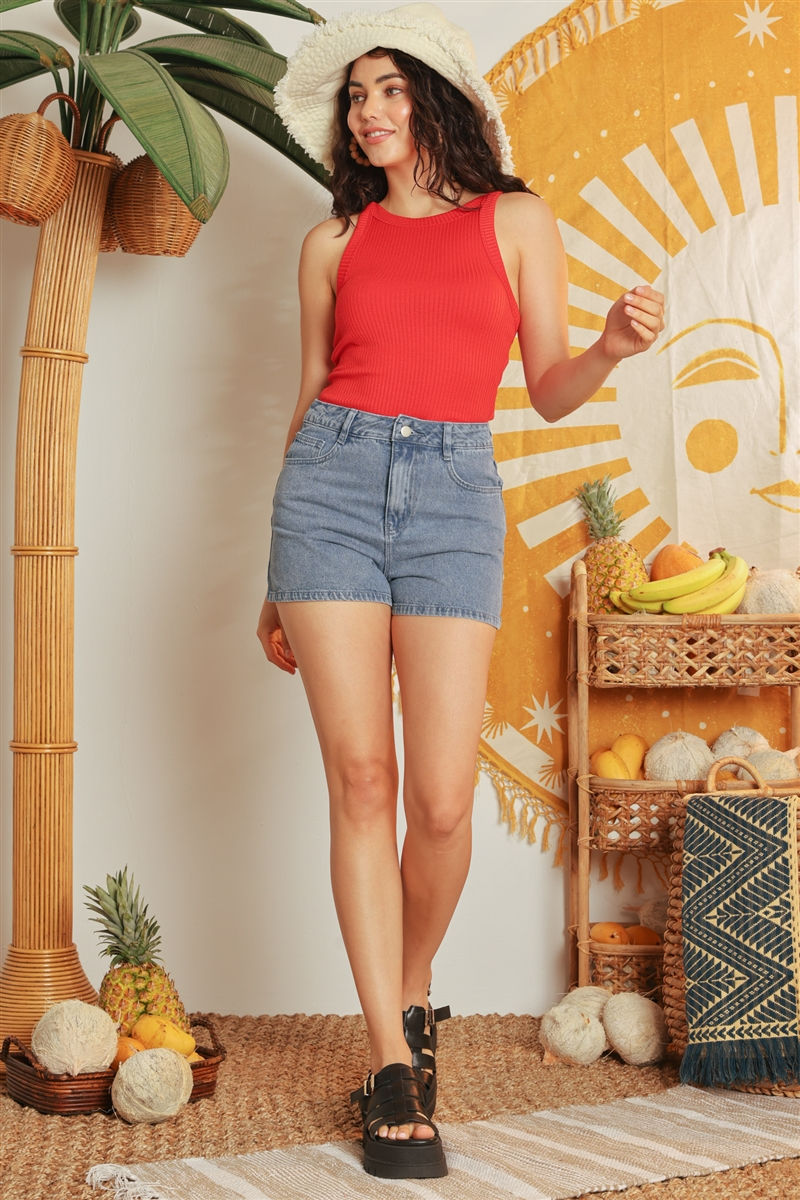 Thumbnail: Ribbed V Strap Back Bodysuit