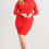 Thumbnail: Plus Red Ribbed Long Sleeve Mock Neck Cut-out Back Midi Dress