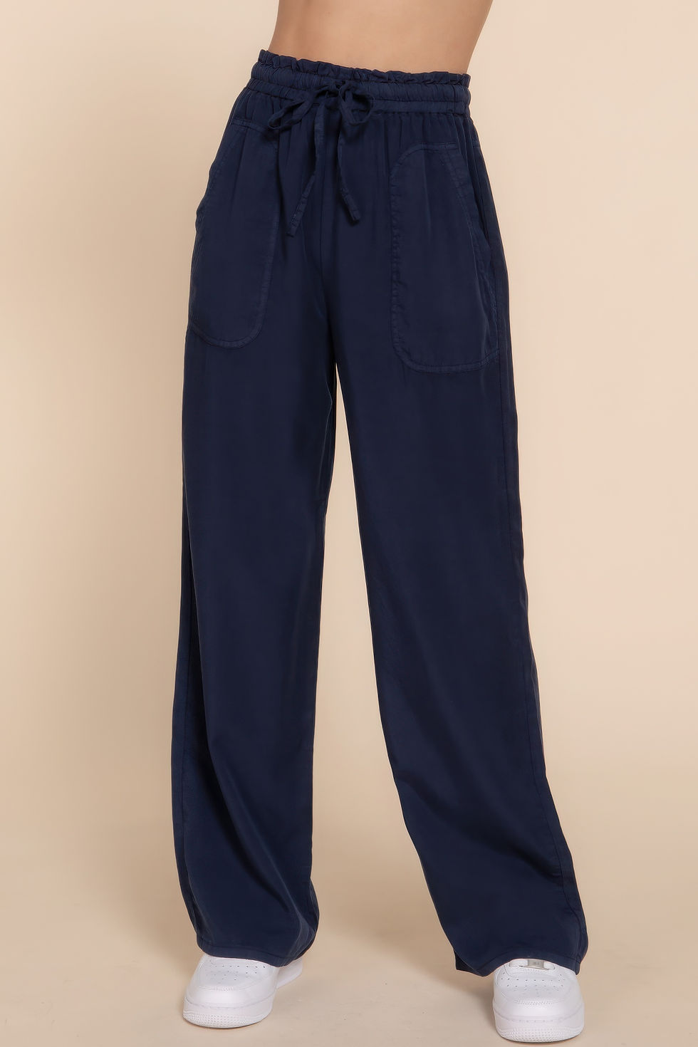 Thumbnail: Elastic Waist Tencel Long Pants