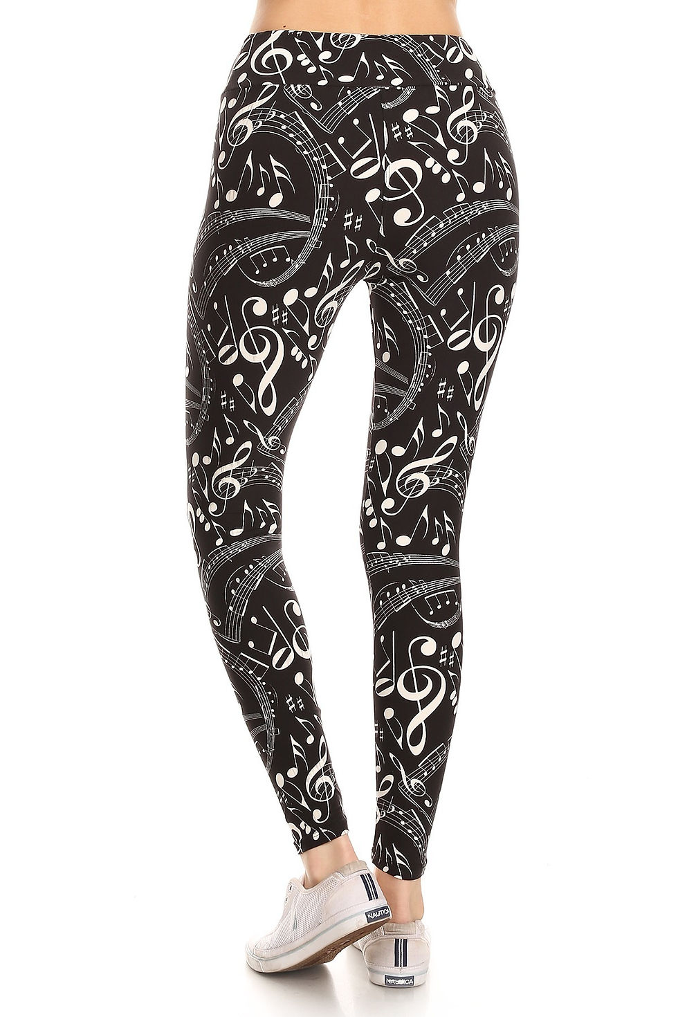 Thumbnail: Yoga Style Banded Lined Music Note Print, Full Length Leggings In A Slim Fit...