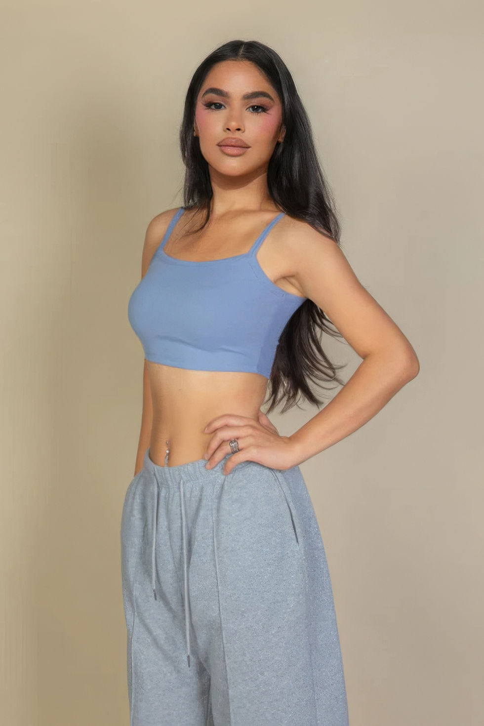 Thumbnail: Ribbed Knit Cami Crop Top