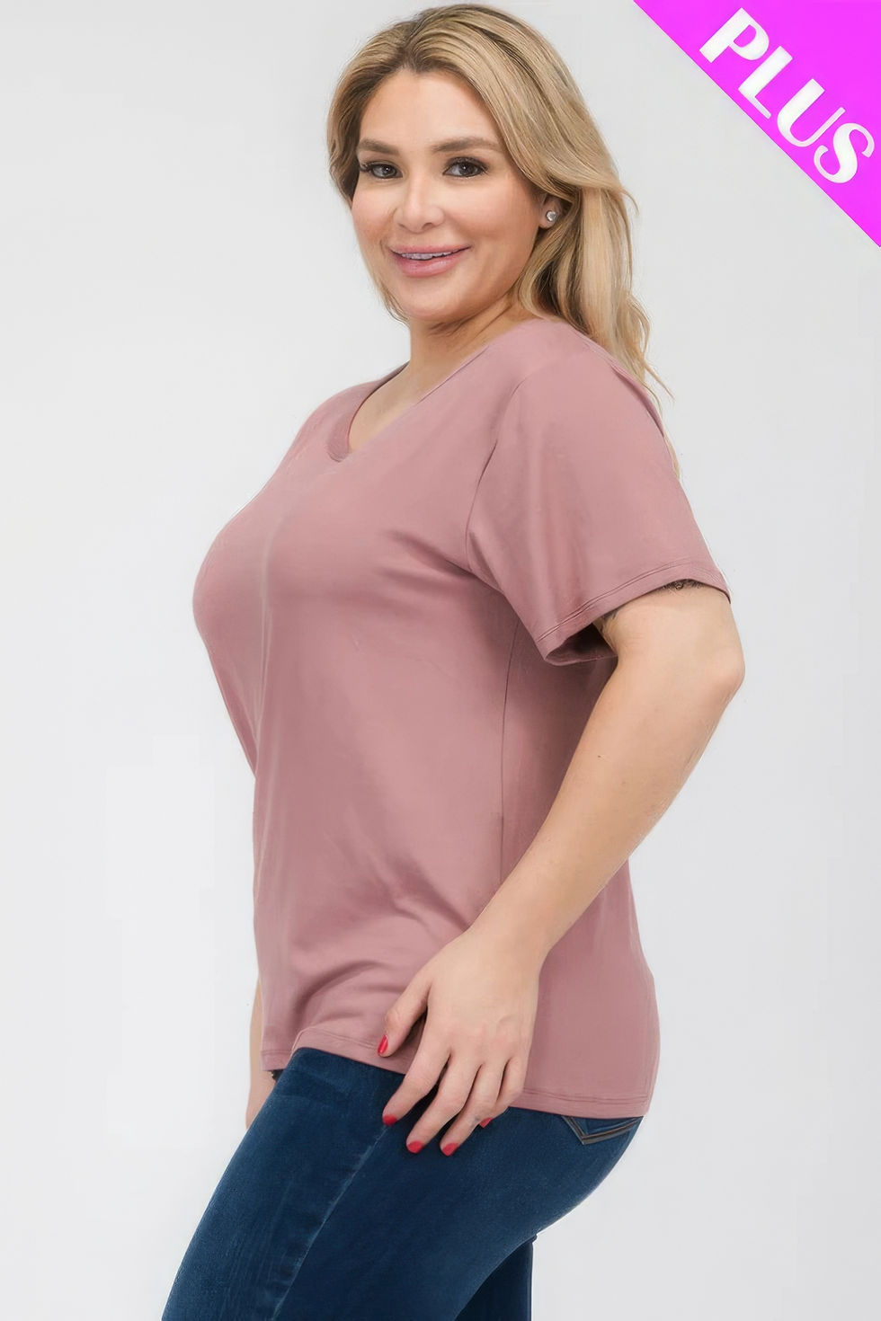 Thumbnail: Plus Size Basic Short Sleeve T-shirt