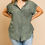 Thumbnail: Washed Button Up Short Sleeve Top With Frayed Hemline