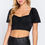 Thumbnail: Short Slv Shirring Satin Crop Top             
