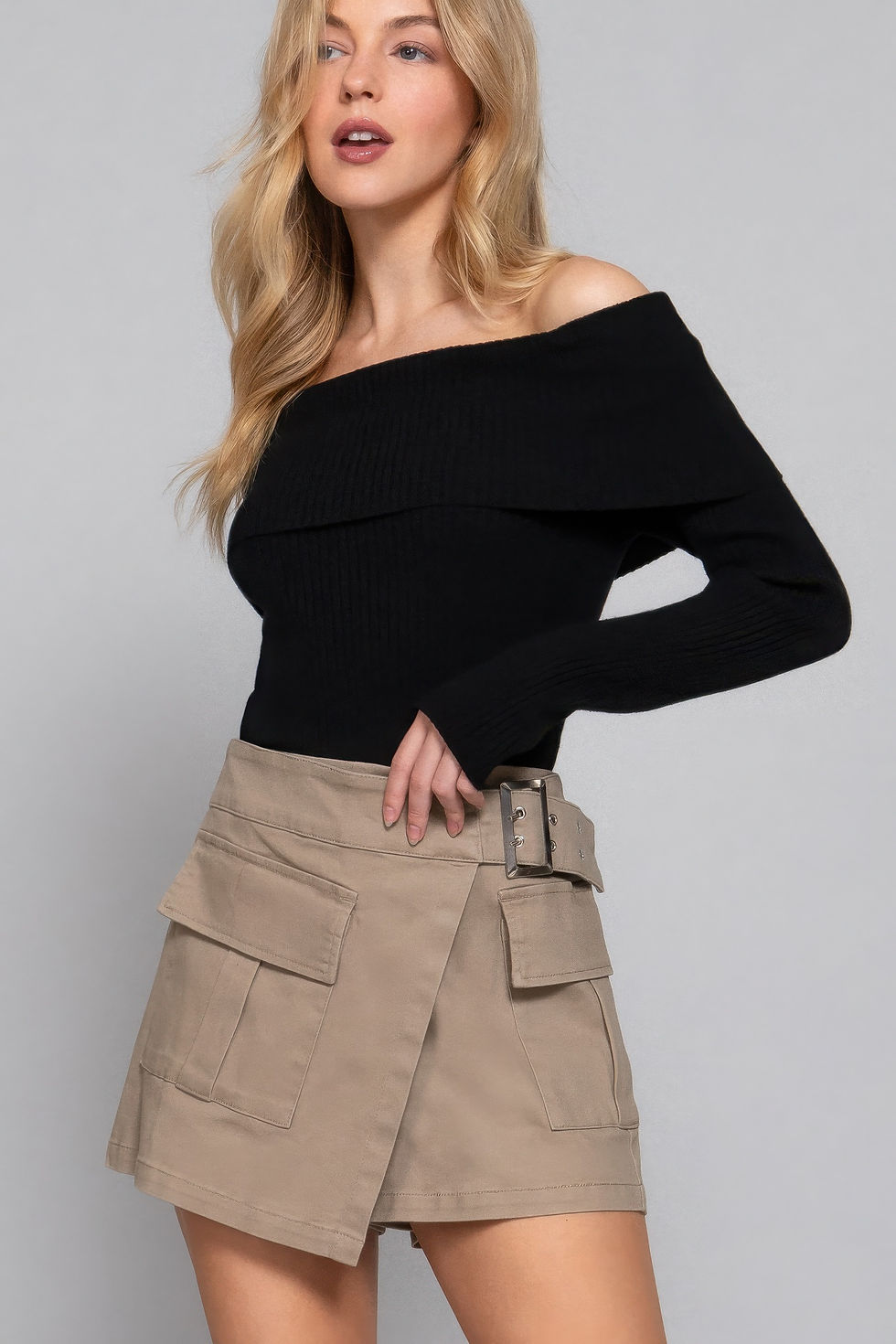 Thumbnail: Waist Belted Cargo Skort     